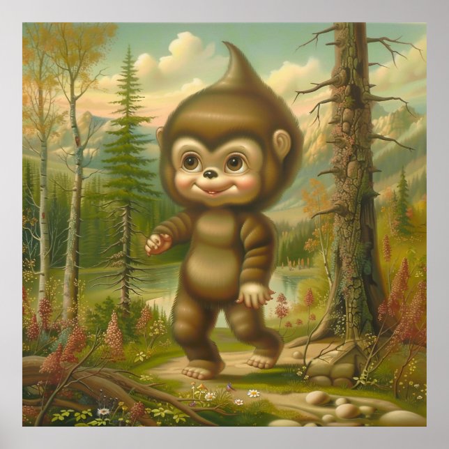 Affiche Joli bébé squatch sasquatch bigfoot (Devant)