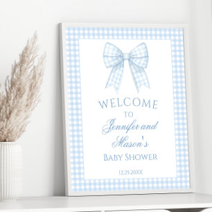 Affiche Joli bleu clair en vichy arc ruban bébé bébé garço