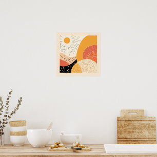 Affiche Joli Boho Retro Soleil sur les collines