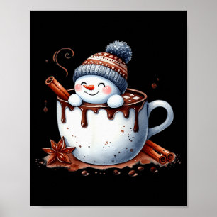 Affiche Joli bonhomme de neige au chocolat chaud de Noël