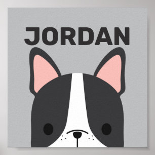 Affiche Joli Bouledogue Français avec nom personnalisé