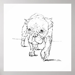 Affiche Joli Bouledogue Français, Illustration de Chien