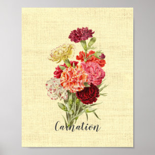 Affiche Joli Bouquet Carnation Vintage