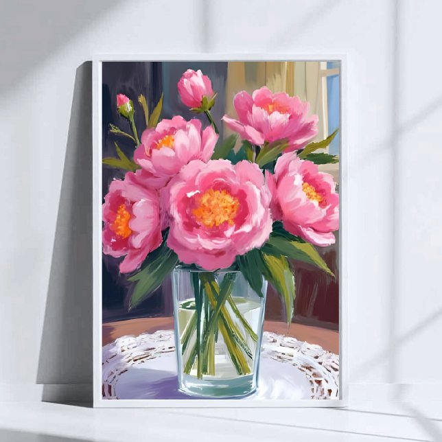 Affiche Joli bouquet de fleurs roses | Floral de paeonies (Créateur téléchargé)
