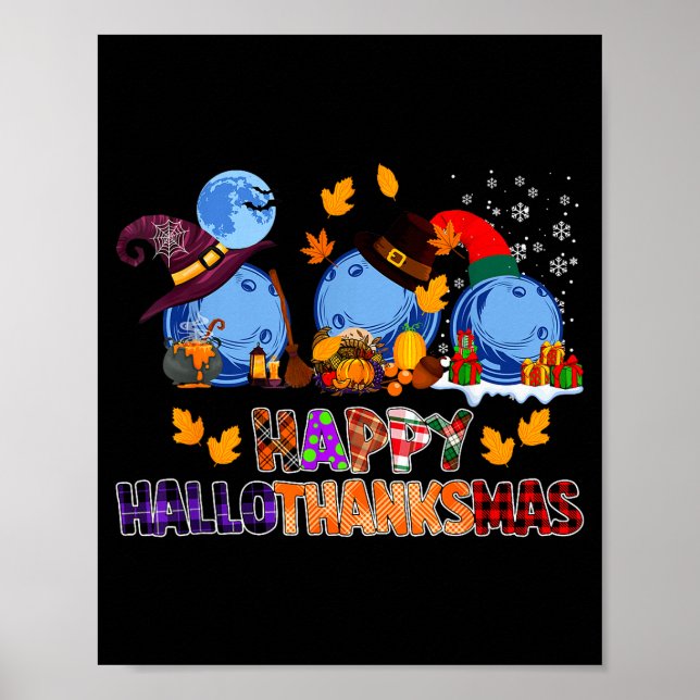 Affiche Joli Bowling Hallothanksmas Halloween Thanksgiving (Devant)