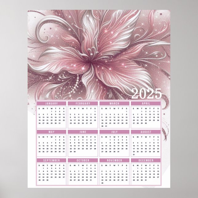 Affiche Joli Calendrier Pailleté Lily 2025 (Devant)