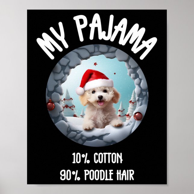 Affiche Joli caniche de Noël - Drôle Chien Conception pour (Devant)