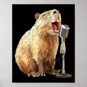 Affiche Joli Capybara avec micro pour Karaoke et Chant