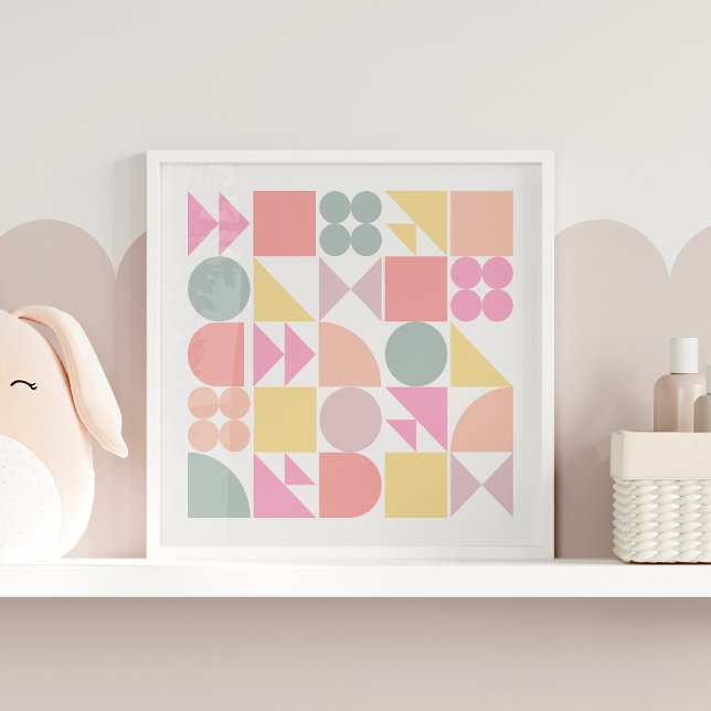 Affiche Joli carré de mur de nurserie géométrique pastel (Créateur téléchargé)