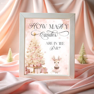 Affiche Joli Cerf Blush Or Rose hiver Combien de bonbons