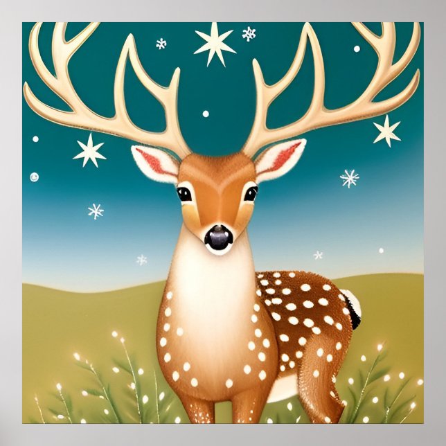 Affiche Joli cerf de Noël (Devant)