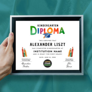 Affiche Joli certificat numérique coloré pour enfant de gr