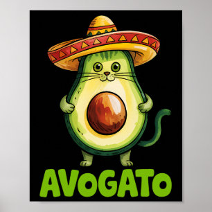 Affiche Joli chat Avogato Sombrero Drôle Cinco De Mayo Fem