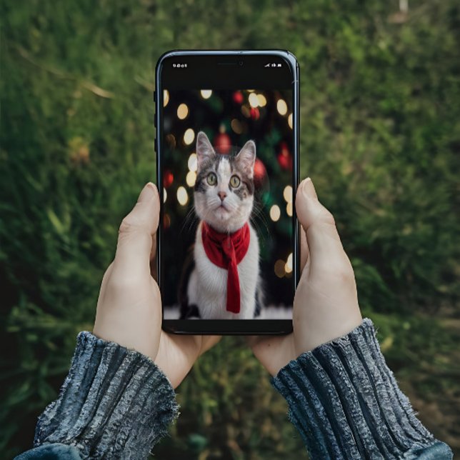 Affiche Joli chat de Noël avec un arc (Créateur téléchargé)
