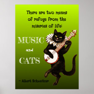 Affiche Joli chat musical Deux moyens de refuge Schweitzer