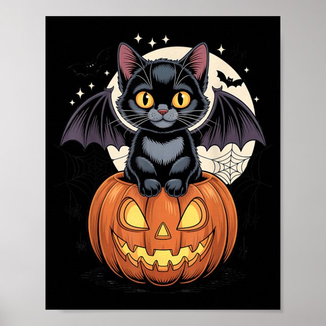 Affiche Joli Chat Noir Avec Des Ailes De Chauve-Souris Jac (Devant)