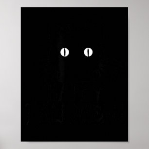 Affiche Joli Chat Noir d'Halloween Avec Moustaches Heureux