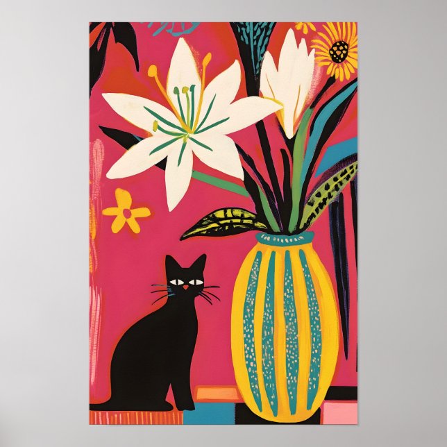 Affiche Joli chat noir drôle (Devant)