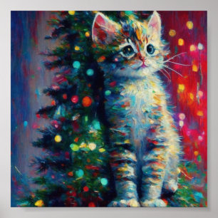 Affiche Joli chaton de Noël