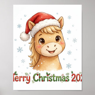 Affiche Joli cheval de Noël Joyeux Noël 2026