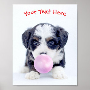Affiche Joli Chien, Bulle de Chewing-Gum, Nom ou Message