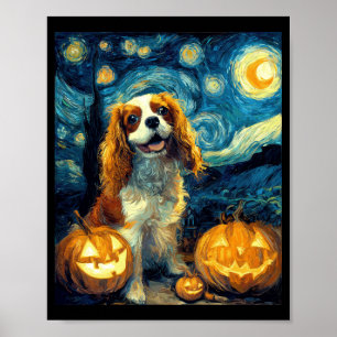 Affiche Joli chien Cavalier King Charles Spaniel Halloween
