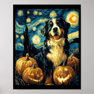 Affiche Joli chien de montagne bernois Halloween Jack O La