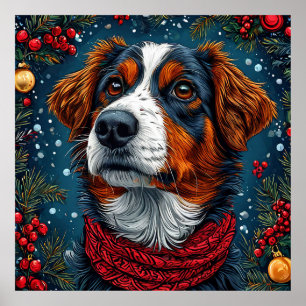 Affiche Joli chien de Noël