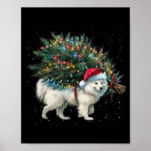 Affiche Joli chien esquimau américain dans un arbre de Noë