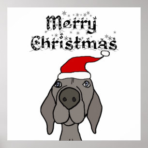 Affiche Joli chien Weimaraner Joyeux Noël