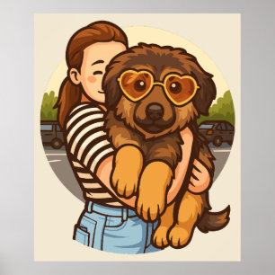 Affiche Joli chiot avec des lunettes de soleil en forme de