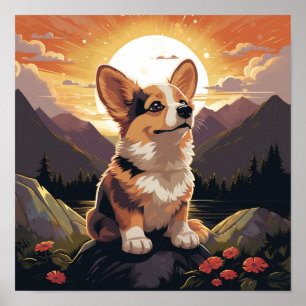Affiche Joli chiot Corgi Pembroke Gallois