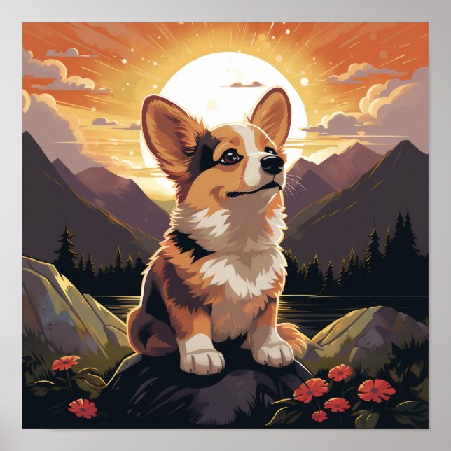 Affiche Joli chiot Corgi Pembroke Gallois  (Devant)