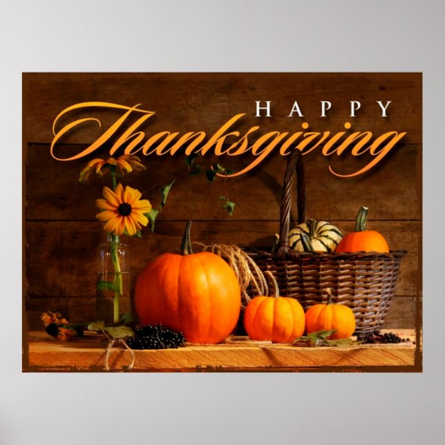 Affiche Joli Citrouille de Thanksgiving (Devant)