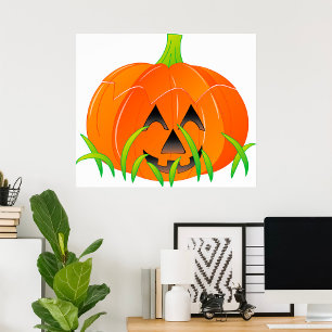 Affiche Joli Citrouille d'Halloween Jack-O-Lantern