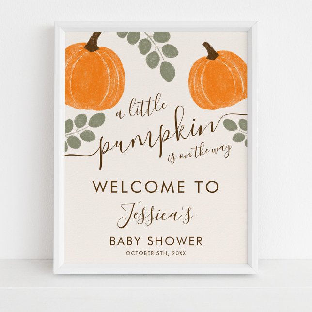 Affiche Joli Citrouille Eucalyptus Baby shower d'automne B (Créateur téléchargé)