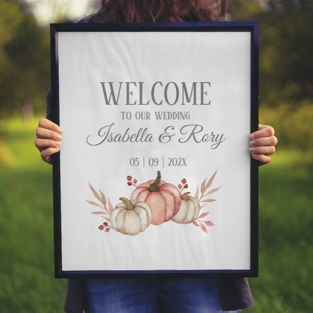 Affiche Joli Citrouille Fall Bouquet Mariage Sign Print (Créateur téléchargé)