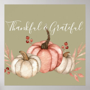 Affiche Joli Citrouilles d'aquarelle sur Sage