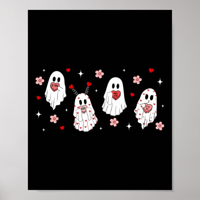 Affiche Joli cœur de bonbon fantôme de la Saint-Valentin S (Devant)
