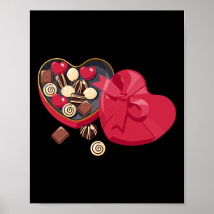 Affiche Joli cœur de chocolat bonbon d'amour Saint Valenti