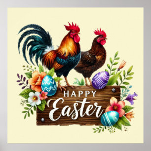 Affiche Joli coq de Pâques