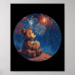 Affiche Joli Costume De Feu De Popcorn Avec Beau Ours