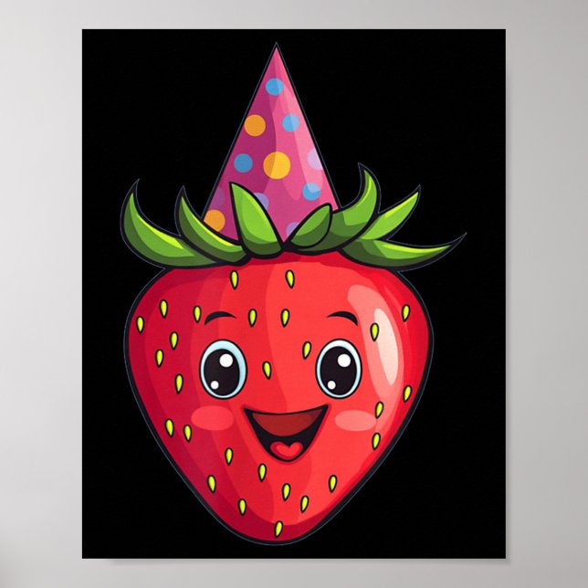Affiche Joli Costume de Fraise Pour Fruits Et Chapeau de F (Devant)