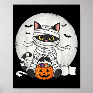 Affiche Joli costume de mummy chat noir Halloween drôle to