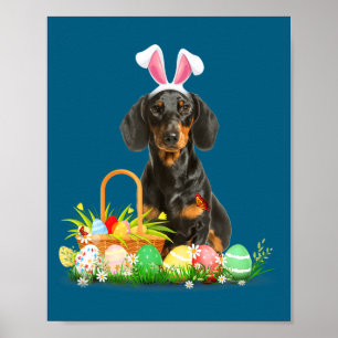 Affiche Joli costume de Pâques de lapin de jour de dachshu