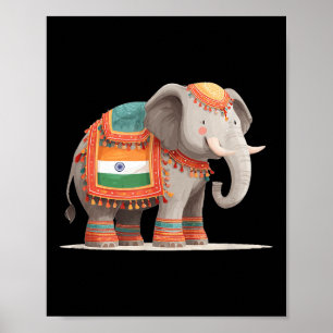 Affiche Joli Costume D'Éléphant Pour Les Couleurs Indienne