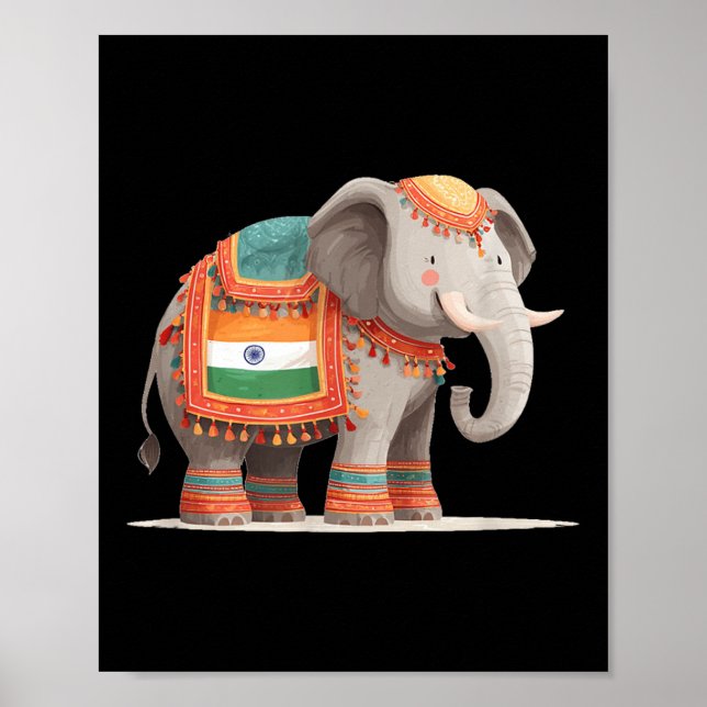 Affiche Joli Costume D'Éléphant Pour Les Couleurs Indienne (Devant)