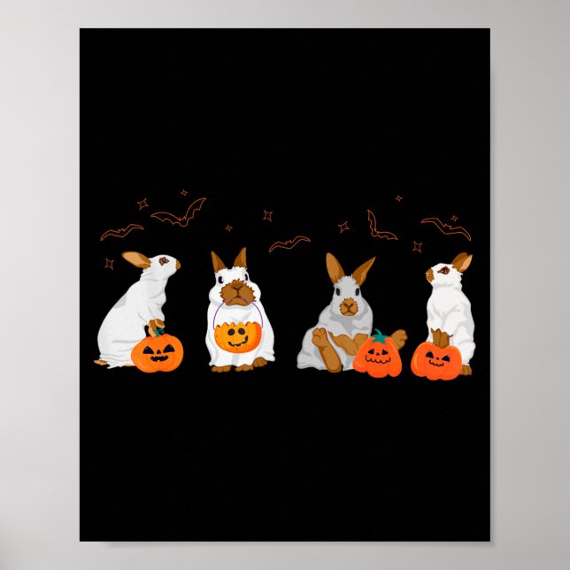 Affiche Joli costume d'Halloween de lapin fantôme de l'aut (Devant)