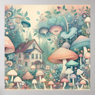 Affiche Joli Cottage Core Whimsical Village