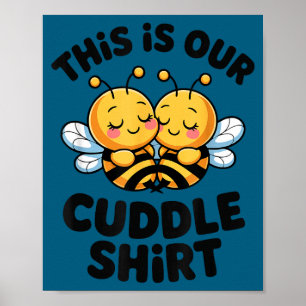 Affiche Joli Couple d'Abeilles Câlin Drôle Romantique 
